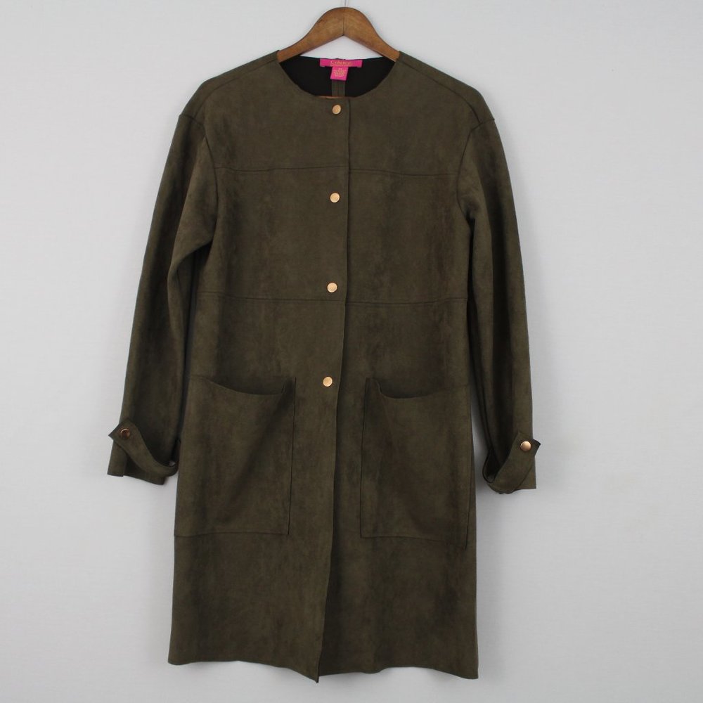 Catherine MaLandrino Olive Green Suede Snap Jacket